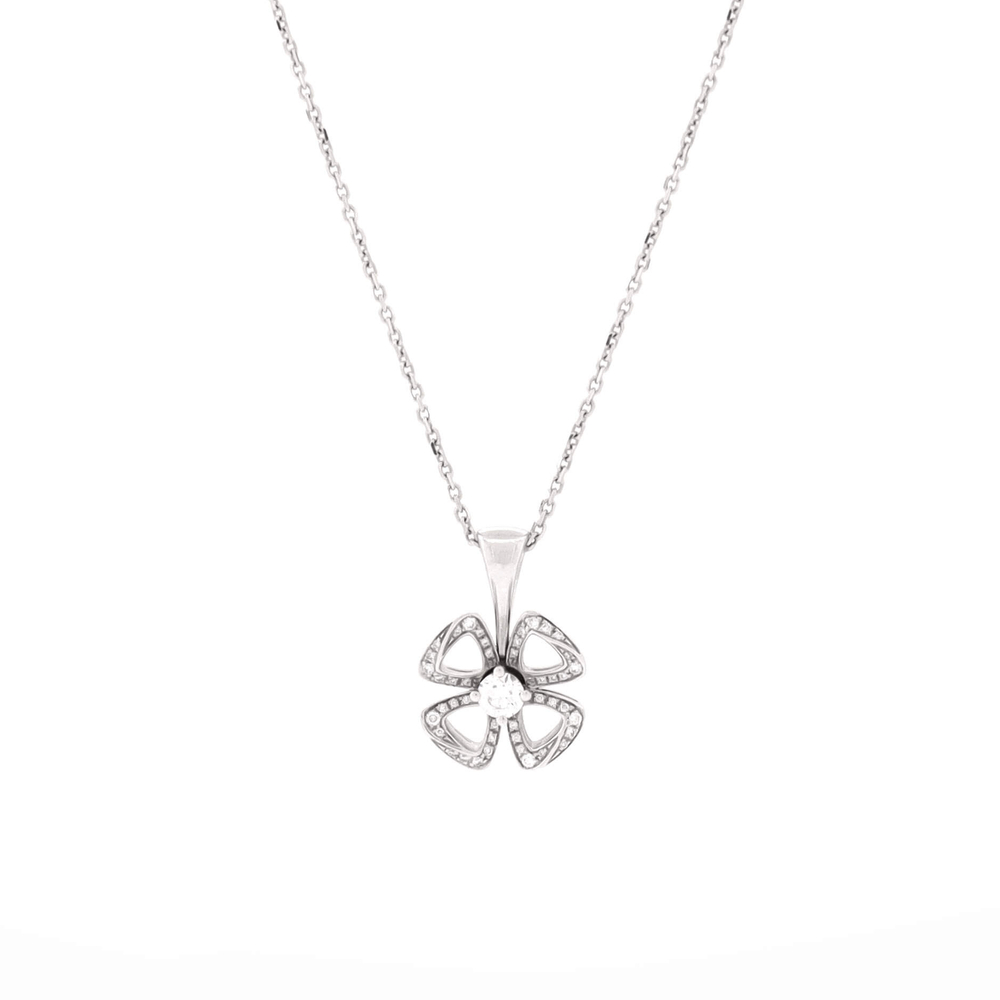 Bvlgari Fiorever Pendant Necklace 18K White Gold with Diamonds